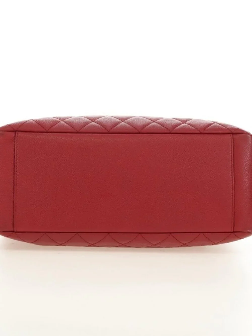 CHANEL GST Matelasse Chain Tote Bag Grained Calf Skin Red Silver CC Auth ep1...